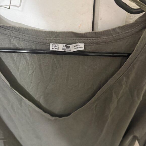 Zara new never worn Khaki light army green oversized v neck tshirt - Picture 4 of 6